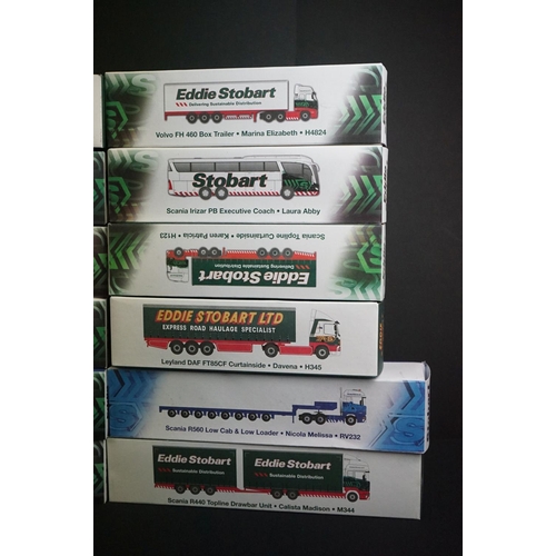 1111 - 18 Boxed Atlas Editions Eddie Stobart 1:76 scale diecast models to include H156, T101, H113, H6363, ... 