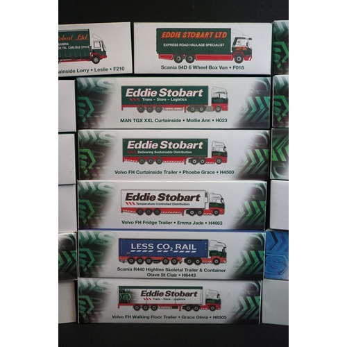 1111 - 18 Boxed Atlas Editions Eddie Stobart 1:76 scale diecast models to include H156, T101, H113, H6363, ... 