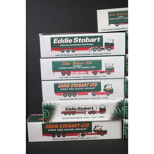 1111 - 18 Boxed Atlas Editions Eddie Stobart 1:76 scale diecast models to include H156, T101, H113, H6363, ... 