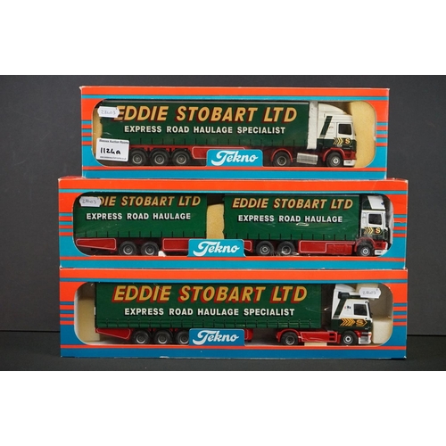 1124A - Three boxed Tekno 1/50 Eddie Stobart diecast model trucks (vg)