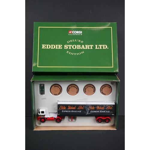 1125A - Three boxed Eddie Stobart diecast model trucks to include 2 x 1/50 Tekno (45 ERF & 50 DAF) & Corgi D... 