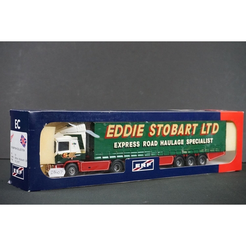 1125A - Three boxed Eddie Stobart diecast model trucks to include 2 x 1/50 Tekno (45 ERF & 50 DAF) & Corgi D... 