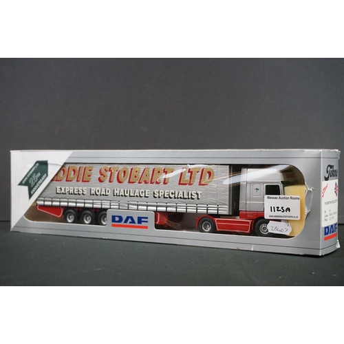 1125A - Three boxed Eddie Stobart diecast model trucks to include 2 x 1/50 Tekno (45 ERF & 50 DAF) & Corgi D... 