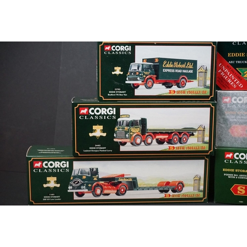 1127A - 14 boxed Corgi Eddie Stobart diecast models to include 25102 Leyland Beaver Platform Lorry, 07402 La... 