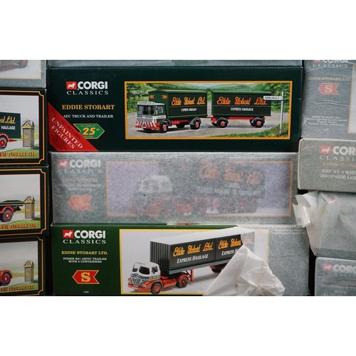 1127A - 14 boxed Corgi Eddie Stobart diecast models to include 25102 Leyland Beaver Platform Lorry, 07402 La... 