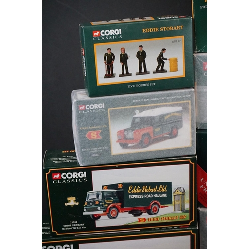 1127A - 14 boxed Corgi Eddie Stobart diecast models to include 25102 Leyland Beaver Platform Lorry, 07402 La... 