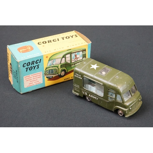 1185 - Two boxed Corgi diecast models to include 479 Commer Mobile Camera Van (no accessories) and 359 Army... 