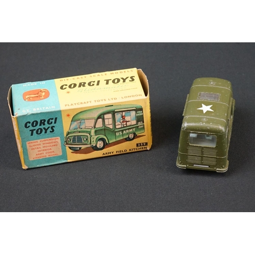 1185 - Two boxed Corgi diecast models to include 479 Commer Mobile Camera Van (no accessories) and 359 Army... 