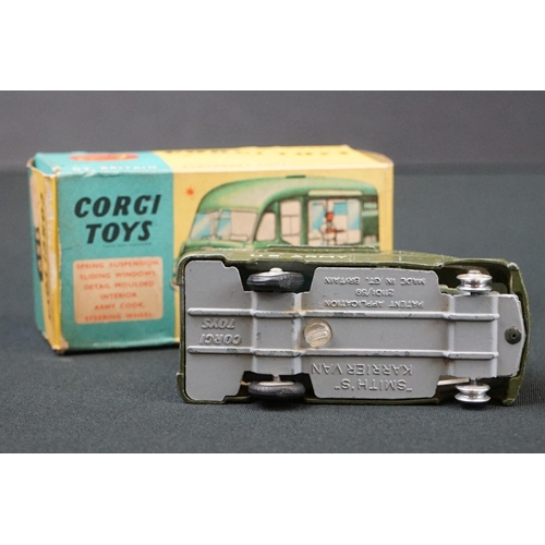 1185 - Two boxed Corgi diecast models to include 479 Commer Mobile Camera Van (no accessories) and 359 Army... 