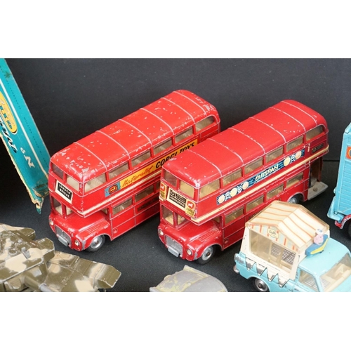 1187 - Around 32 mid 20th C play worn Corgi diecast models to include Ecurie Ecosse Racing Car Transporter ... 