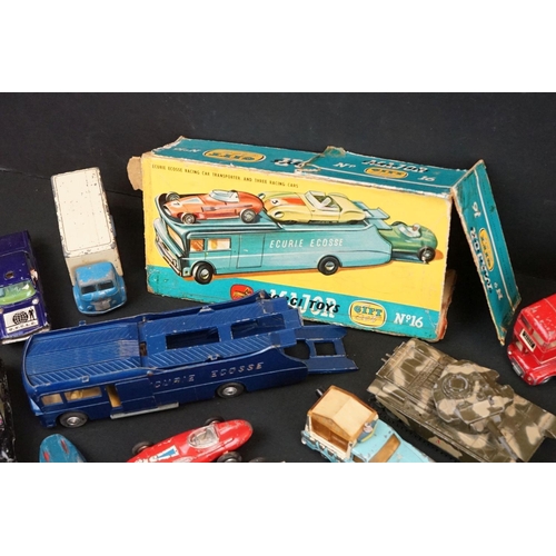 1187 - Around 32 mid 20th C play worn Corgi diecast models to include Ecurie Ecosse Racing Car Transporter ... 