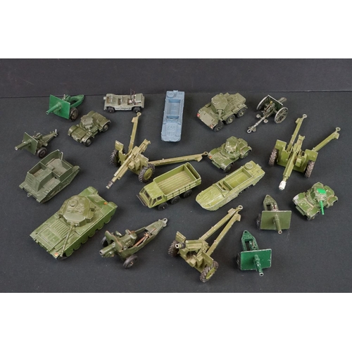 1188 - Around 19 mid 20th C play worn military diecast models & artillery to include Dinky & Britains examp... 