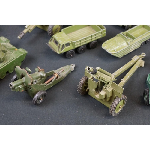 1188 - Around 19 mid 20th C play worn military diecast models & artillery to include Dinky & Britains examp... 