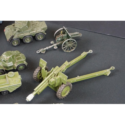 1188 - Around 19 mid 20th C play worn military diecast models & artillery to include Dinky & Britains examp... 