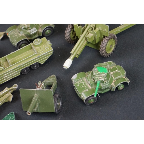 1188 - Around 19 mid 20th C play worn military diecast models & artillery to include Dinky & Britains examp... 