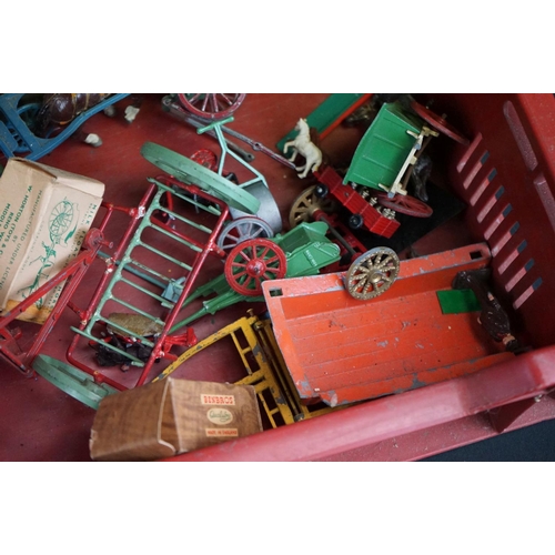 1295 - Collection of play worn mid 20th C farming diecast models and figures to include Britains, Benbros, ... 