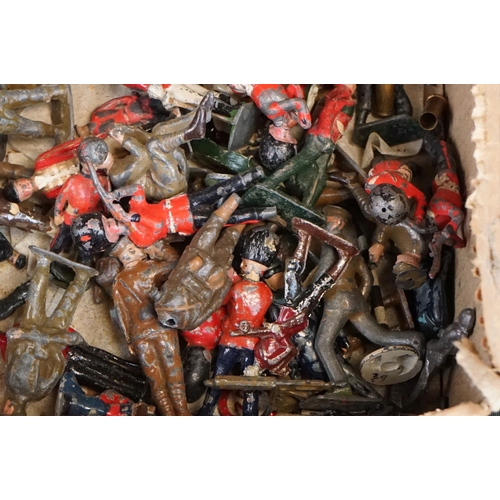 1296 - Collection of mid 20th C metal figures & accessories to include various military examples and farmin... 