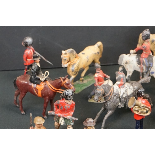 1296 - Collection of mid 20th C metal figures & accessories to include various military examples and farmin... 