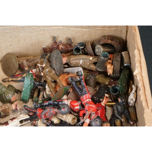 1296 - Collection of mid 20th C metal figures & accessories to include various military examples and farmin... 