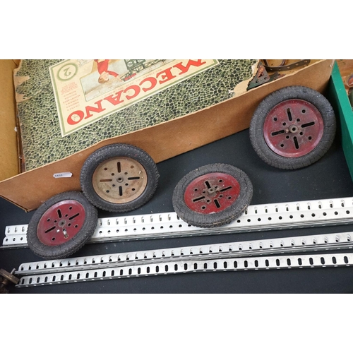 1369A - Quantity of mid to late 20th C Meccano to include wheels, pulleys, angle girders, part built truck, ... 