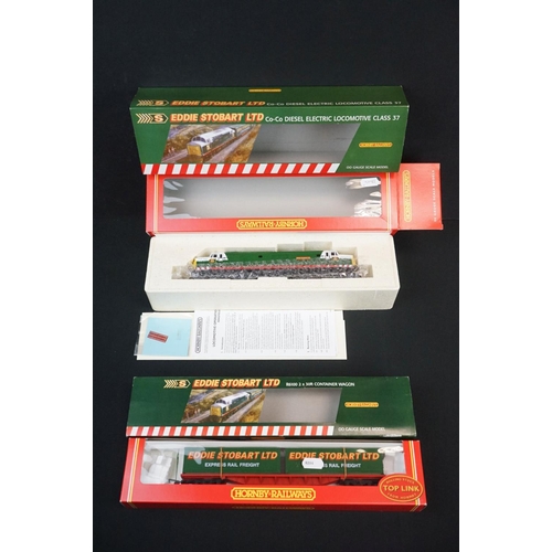 18A - Boxed Hornby OO gauge R.2128 Eddie Stobart Co-Co Diesel Electric Class 37 Locomotive plus boxed Horn... 