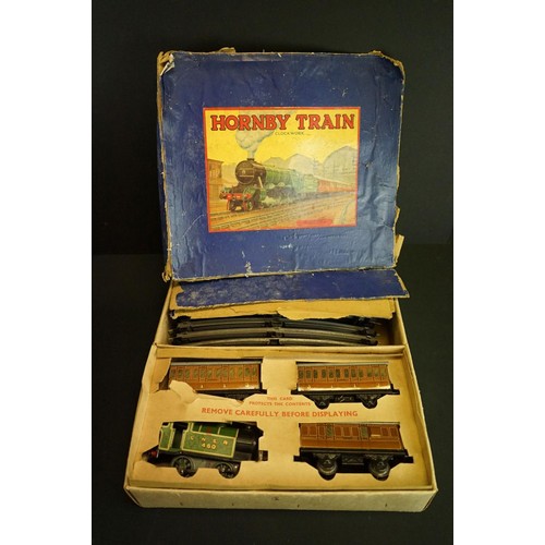 216 - Boxed Hornby O gauge No 101 Tank Passenger Set with LNER 406 0-4-0 Locomotive, 3 x coaches and track... 