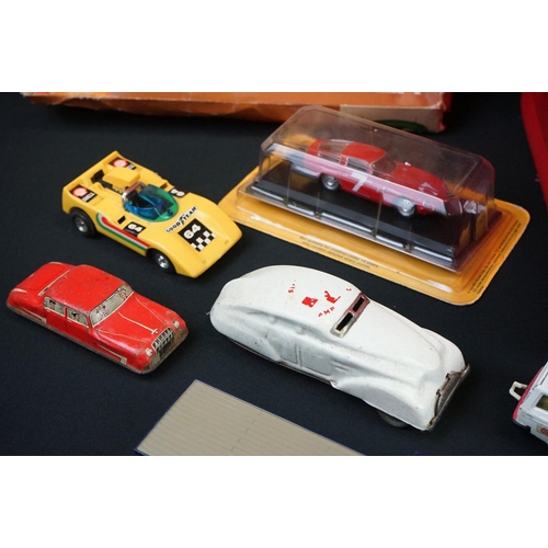 1195 - Quantity of play worn diecast, plastic and tin plate models form the mid 20th C onwards