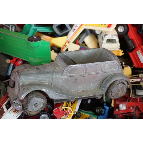 1195 - Quantity of play worn diecast, plastic and tin plate models form the mid 20th C onwards