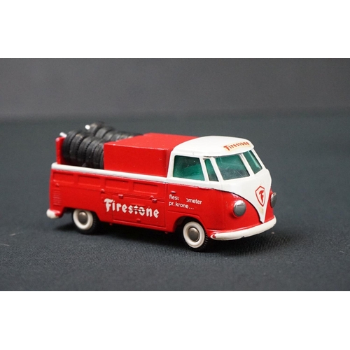 1213 - Boxed Tekno Nr 410 Firestone VW Pick Up Truck diecast model in red, complete with 12 x tyres, a coup... 