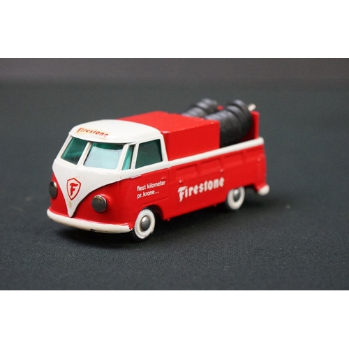 1213 - Boxed Tekno Nr 410 Firestone VW Pick Up Truck diecast model in red, complete with 12 x tyres, a coup... 