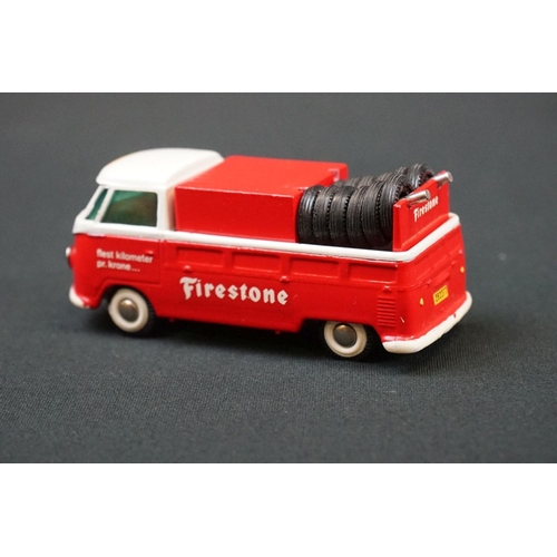 1213 - Boxed Tekno Nr 410 Firestone VW Pick Up Truck diecast model in red, complete with 12 x tyres, a coup... 