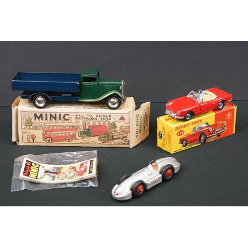 1215 - Boxed Dinky 114 Triumph Spitfire diecast model in red with driver (paint chips, box squash) plus a D... 