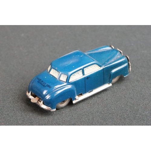 1218 - Boxed Liliput Auto The Mighty Midget tin plate model car in blue, model gd with a few scratches, box... 