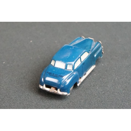 1218 - Boxed Liliput Auto The Mighty Midget tin plate model car in blue, model gd with a few scratches, box... 