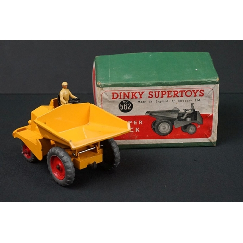 1222 - Three boxed Dinky Supertoys diecast models to include 562 Dumper Truck in yellow, 961 Blaw-Knox Bull... 