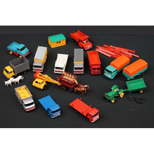 1223 - 15 Matchbox diecast models to include No 47 tipper, dumper truck, Hoveringham tipper, etc (some play... 