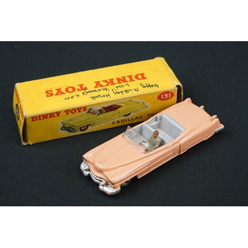 1233 - Two Boxed Dinky diecast models to include 131 Cadillac Eldorado Tourer in salmon pink (with driver, ... 