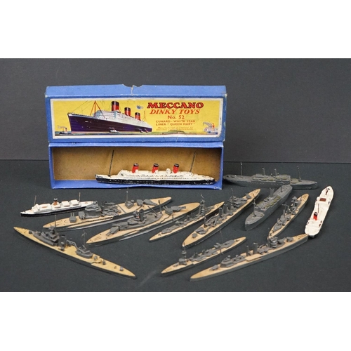 1234 - Boxed Dinky No. 52 Cunard White Star Liner Queen Mary diecast model (some paint loss, tearing to box... 