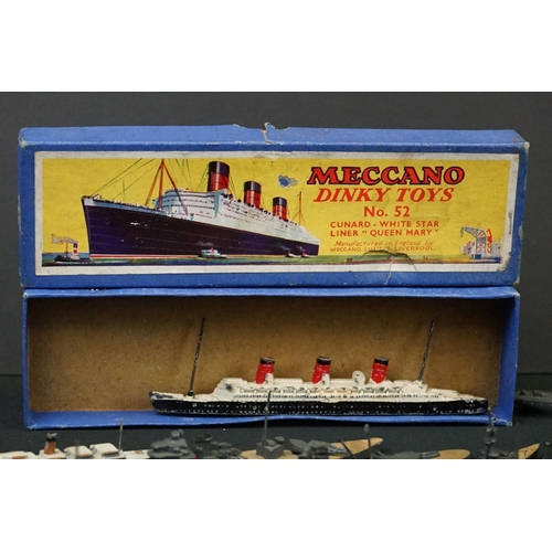 1234 - Boxed Dinky No. 52 Cunard White Star Liner Queen Mary diecast model (some paint loss, tearing to box... 