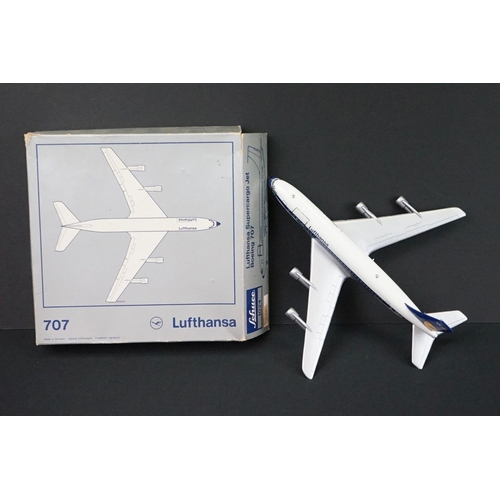 1236 - Boxed Schuco 1024 Lufthansa Supercargo Jet Boeing 707 diecast model plus 3 x unboxed Schuco planes t... 