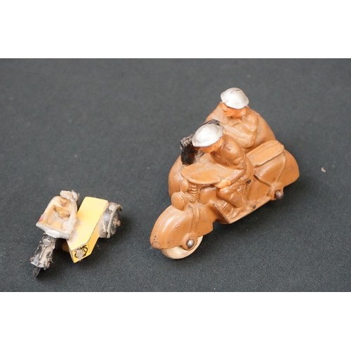 1250 - Eight vintage motorbike related toys to include Auburn USA rubber military motorbike & sidecar, Dink... 