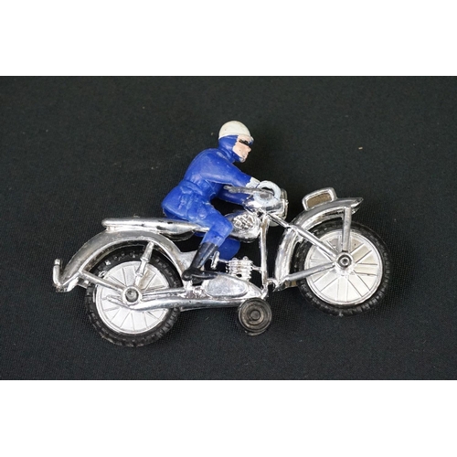 1250 - Eight vintage motorbike related toys to include Auburn USA rubber military motorbike & sidecar, Dink... 