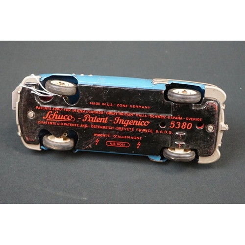 1254 - Three Schuco Ingenico tinplate clockwork cars to include 2 x 5380 (1 x blue & 1 x burgundy) and 5325... 