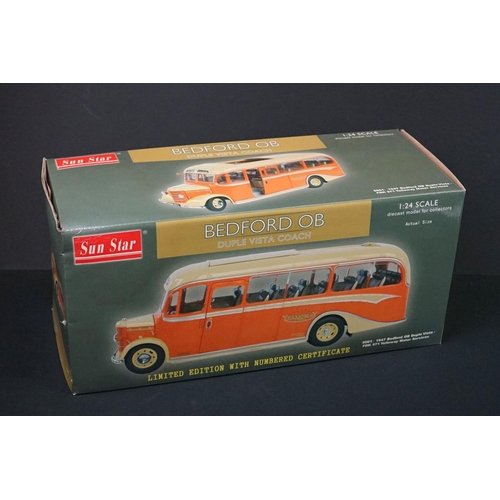 1002 - Boxed ltd edn Sun Star 1/24 Bedford OB Duple Vista Coach 5001 1947 Bedford FDK 571 Yelloway Motor Se... 