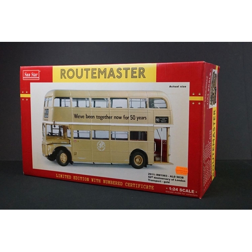 1007 - Boxed ltd edn Sun Star 1/24 Routemaster 2911 RM1983 ALD 983B 50th Anniversary of London Transport Go... 