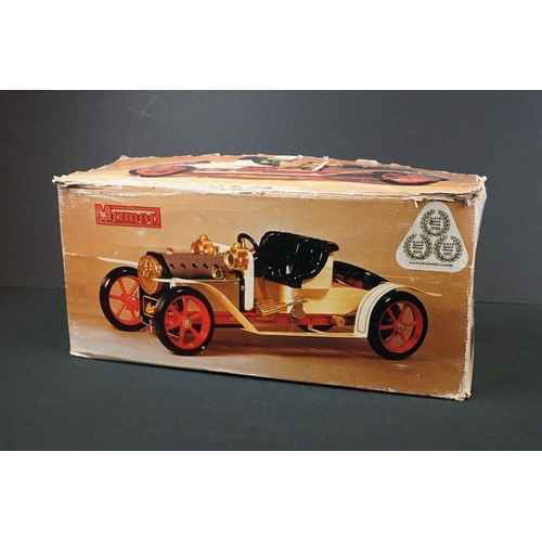 265 - Boxed Mamod Steam Roadster in white, good condition with tatty box