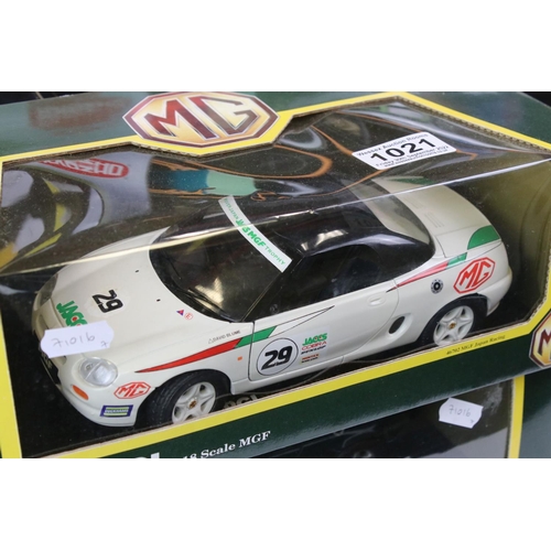 1021 - Seven boxed 1/18 / 1/24 diecast models to include 2 x Corgi MG MGF 1.8i VVC Roadster (both variants)... 