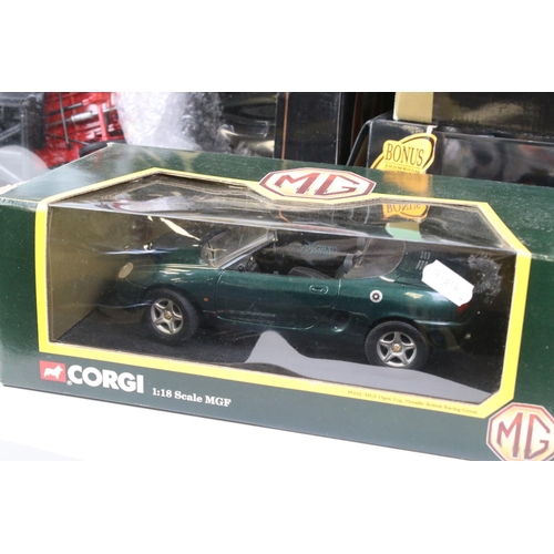 1021 - Seven boxed 1/18 / 1/24 diecast models to include 2 x Corgi MG MGF 1.8i VVC Roadster (both variants)... 