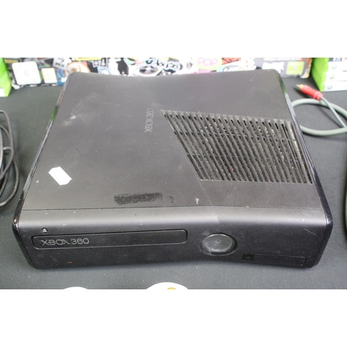 1456 - Retro Gaming - Xbox 360 Slim console with 250HDD, 2 x original controllers (1 x white & 1 x black), ... 