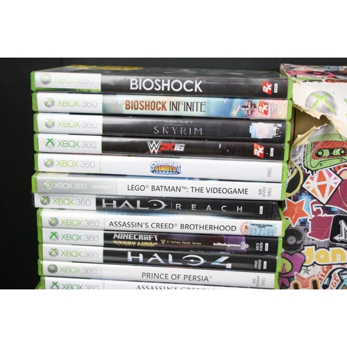 1456 - Retro Gaming - Xbox 360 Slim console with 250HDD, 2 x original controllers (1 x white & 1 x black), ... 